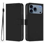 Capa de telemóvel em pele cor sólida com sensação de pele e cordão, para iPhone 17e / 16e, para iPhone 17 Pro Max