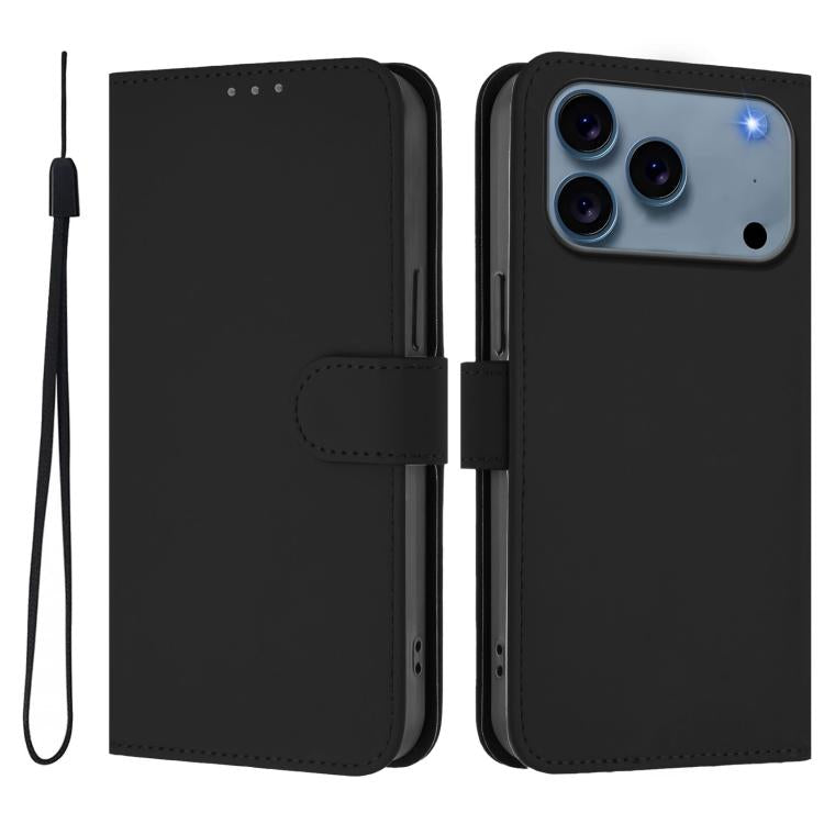 Capa de telemóvel em pele cor sólida com sensação de pele e cordão, para iPhone 17e / 16e, para iPhone 17 Pro Max