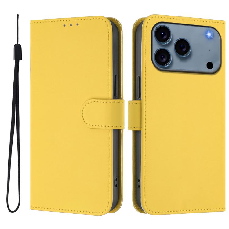 Capa de telemóvel em pele cor sólida com sensação de pele e cordão, para iPhone 17e / 16e, para iPhone 17 Pro Max