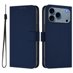 Capa de telemóvel em pele cor sólida com sensação de pele e cordão, para iPhone 17e / 16e, para iPhone 17 Pro Max
