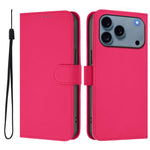 Capa de telemóvel em pele cor sólida com sensação de pele e cordão, para iPhone 17e / 16e, para iPhone 17 Pro Max
