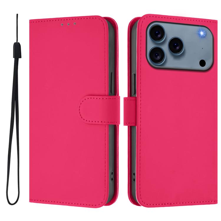Capa de telemóvel em pele cor sólida com sensação de pele e cordão, para iPhone 17e / 16e, para iPhone 17 Pro Max