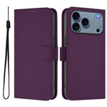 Capa de telemóvel em pele cor sólida com sensação de pele e cordão, para iPhone 17e / 16e, para iPhone 17 Pro Max