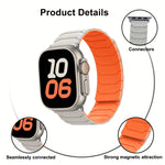 Pulseira Magnética de Silicone para Relógio, Para Apple Watch 46mm / 49mm / 45mm / 44mm, Para Apple Watch 42mm / 41mm / 40mm / 38mm