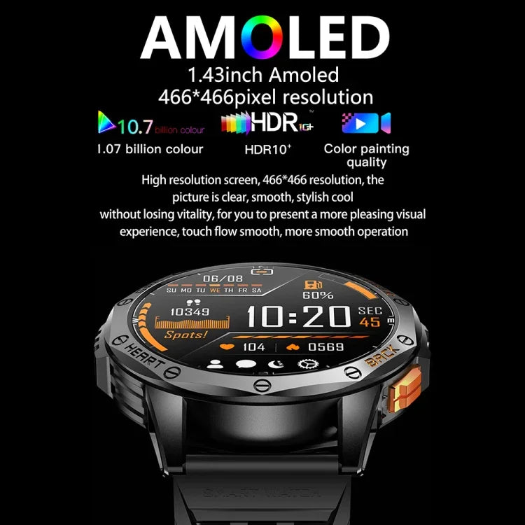 LEMFO K67 Relógio Inteligente Desportivo GPS com Ecrã AMOLED 1.43 polegadas, Suporte Chamada Bluetooth / Monitorização de Saúde