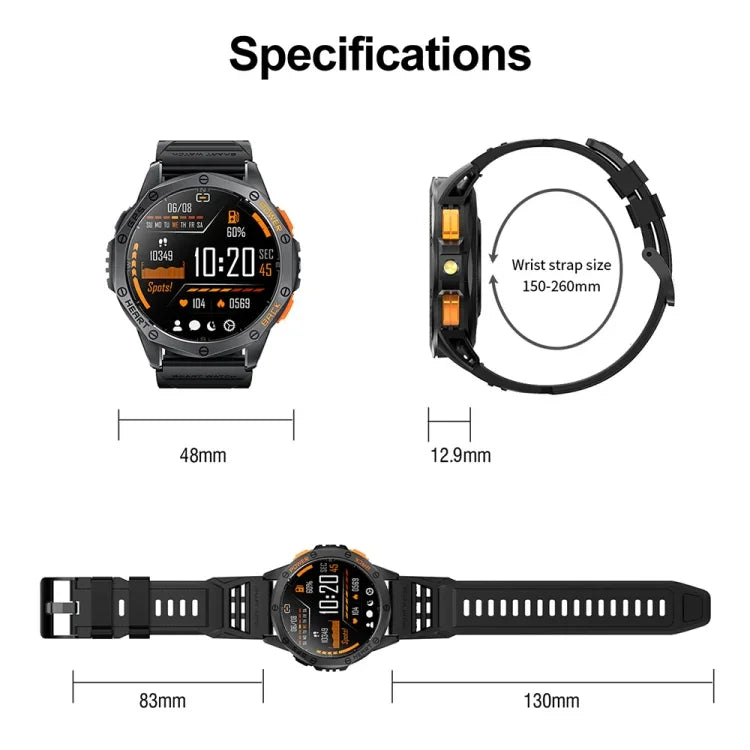 LEMFO K67 Relógio Inteligente Desportivo GPS com Ecrã AMOLED 1.43 polegadas, Suporte Chamada Bluetooth / Monitorização de Saúde