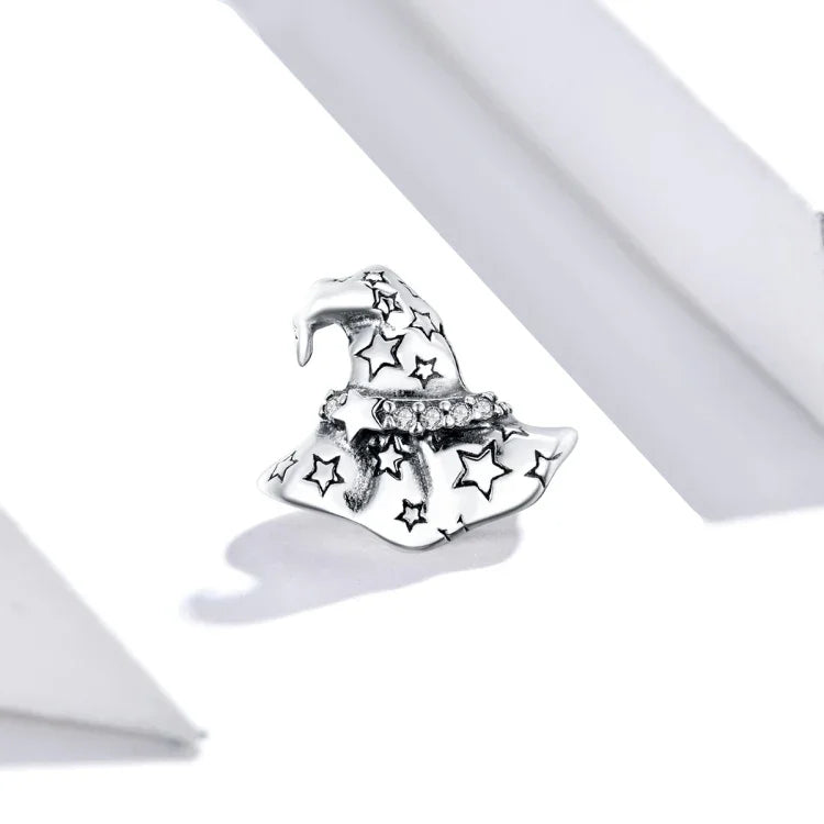 Contas Chapéu de Bruxa em Prata Esterlina S925 Acessórios para Pulseira e Colar DIY, SCC1261