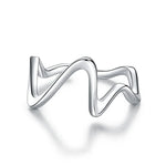 Anel Feminino Curva de Onda Simples em Prata Esterlina S925