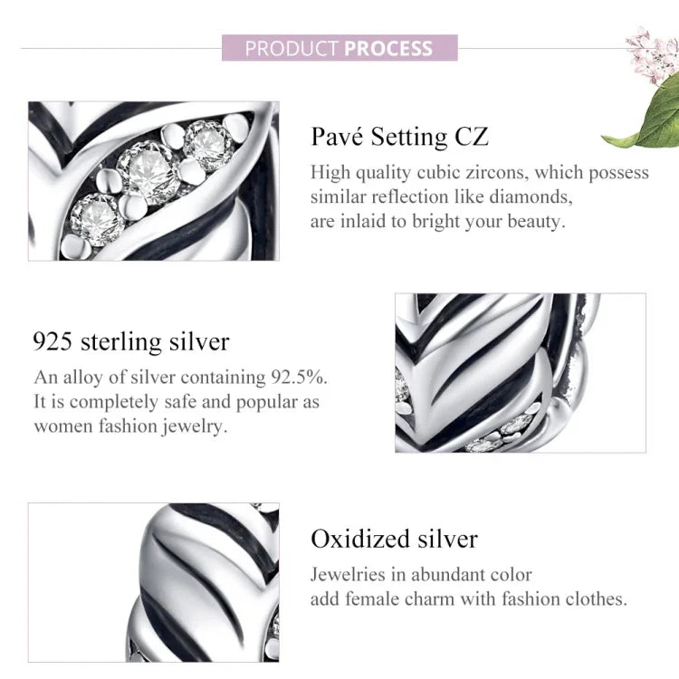 Acessórios para Pulseira e Colar DIY com Contas de Trigo e Zircónio em Prata Esterlina S925, SCC1614