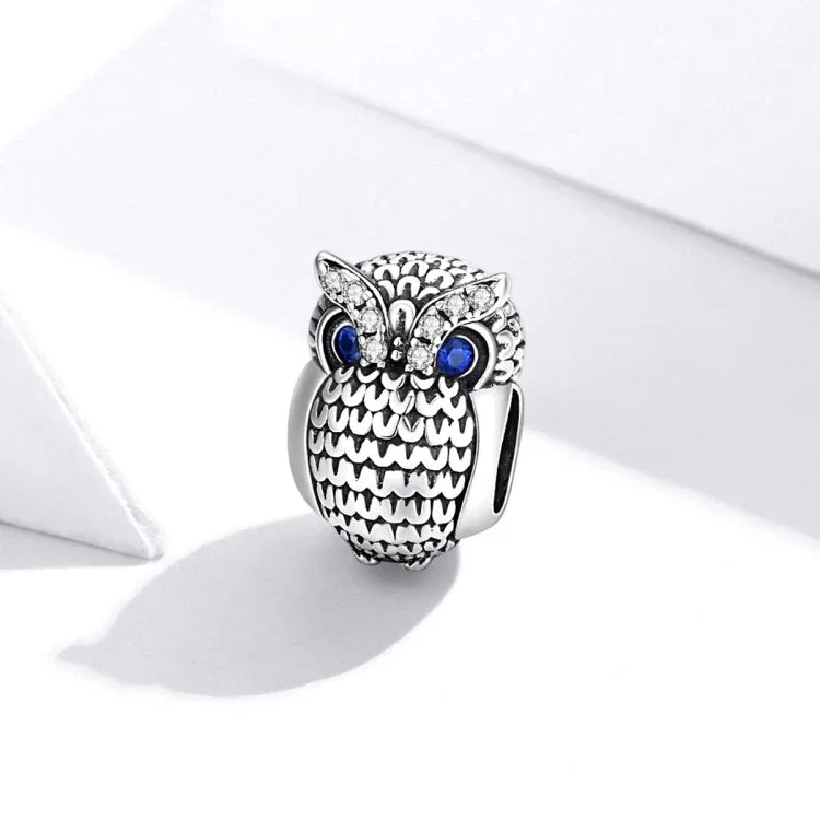 Contas Coruja em Prata Esterlina S925 Acessórios para Pulseira e Colar DIY, SCC1607