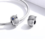 Contas Coruja em Prata Esterlina S925 Acessórios para Pulseira e Colar DIY, SCC1607