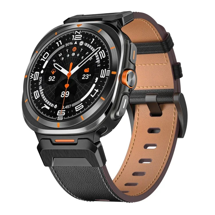 Pulseira de Relógio em Pele Estilo Mecha, Para Samsung Galaxy Watch Ultra 47mm / Ultra 2025