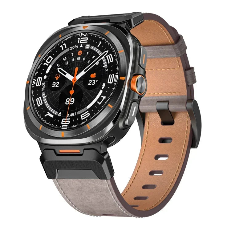 Pulseira de Relógio em Pele Estilo Mecha, Para Samsung Galaxy Watch Ultra 47mm / Ultra 2025