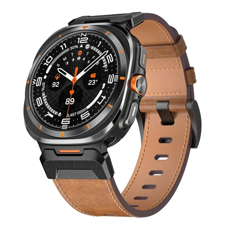 Pulseira de Relógio em Pele Estilo Mecha, Para Samsung Galaxy Watch Ultra 47mm / Ultra 2025