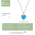 Colar Feminino Coração Azul Profundo em Prata Esterlina S925