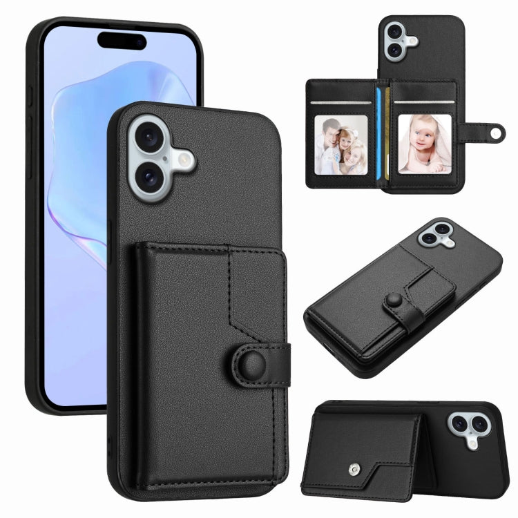Capa de telemóvel com bolsa para cartões com botão e proteção RFID anti-roubo, para iPhone 17 Pro Max, para iPhone 17 Pro, para iPhone 17, para iPhone Air, para iPhone 16 Pro Max, para iPhone 16 Pro, para iPhone 16 Plus, para iPhone 16