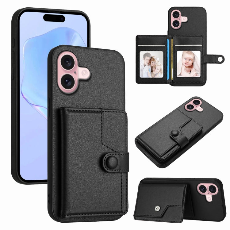 Capa de telemóvel com bolsa para cartões com botão e proteção RFID anti-roubo, para iPhone 17 Pro Max, para iPhone 17 Pro, para iPhone 17, para iPhone Air, para iPhone 16 Pro Max, para iPhone 16 Pro, para iPhone 16 Plus, para iPhone 16