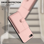 Capa de telemóvel com bolsa para cartões com botão e proteção RFID anti-roubo, para iPhone SE 2022 / 2020, para iPhone 13 Pro Max, para iPhone 13 Pro, para iPhone 13, para iPhone 13 mini, para iPhone 12, para iPhone 12 Pro Max, para iPhone 12 Pro