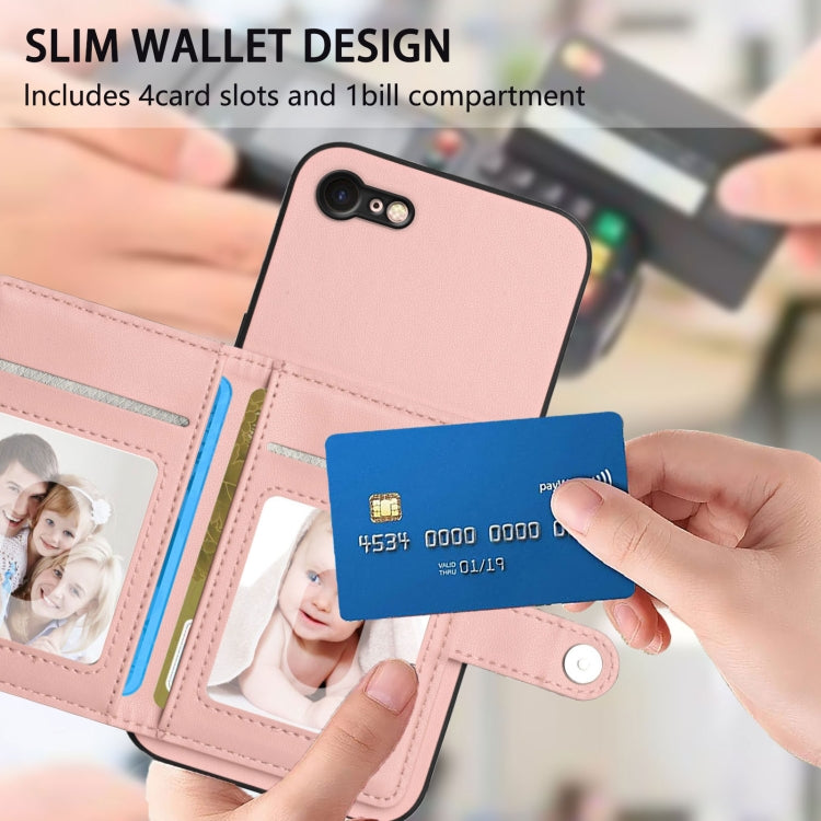Capa de telemóvel com bolsa para cartões com botão e proteção RFID anti-roubo, para iPhone SE 2022 / 2020, para iPhone 13 Pro Max, para iPhone 13 Pro, para iPhone 13, para iPhone 13 mini, para iPhone 12, para iPhone 12 Pro Max, para iPhone 12 Pro
