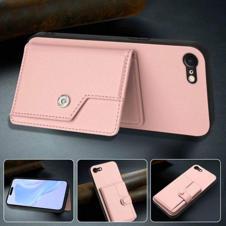 Capa de telemóvel com bolsa para cartões com botão e proteção RFID anti-roubo, para iPhone SE 2022 / 2020, para iPhone 13 Pro Max, para iPhone 13 Pro, para iPhone 13, para iPhone 13 mini, para iPhone 12, para iPhone 12 Pro Max, para iPhone 12 Pro