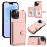 Capa de telemóvel com bolsa para cartões com botão e proteção RFID anti-roubo, para iPhone SE 2022 / 2020, para iPhone 13 Pro Max, para iPhone 13 Pro, para iPhone 13, para iPhone 13 mini, para iPhone 12, para iPhone 12 Pro Max, para iPhone 12 Pro