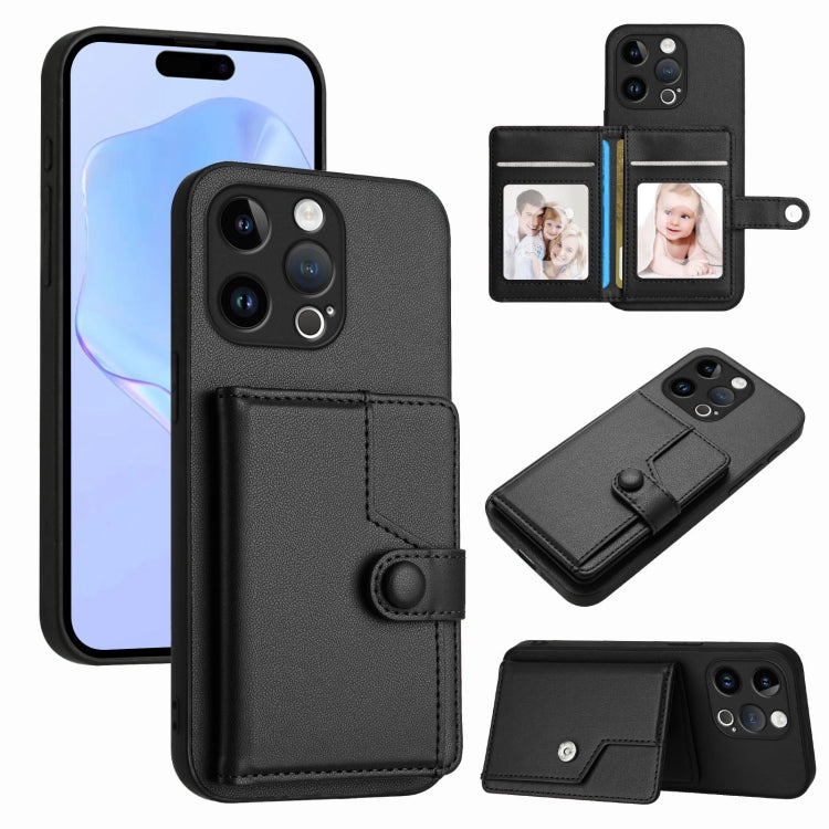 Capa de telemóvel com bolsa para cartões com botão e proteção RFID anti-roubo, para iPhone SE 2022 / 2020, para iPhone 13 Pro Max, para iPhone 13 Pro, para iPhone 13, para iPhone 13 mini, para iPhone 12, para iPhone 12 Pro Max, para iPhone 12 Pro