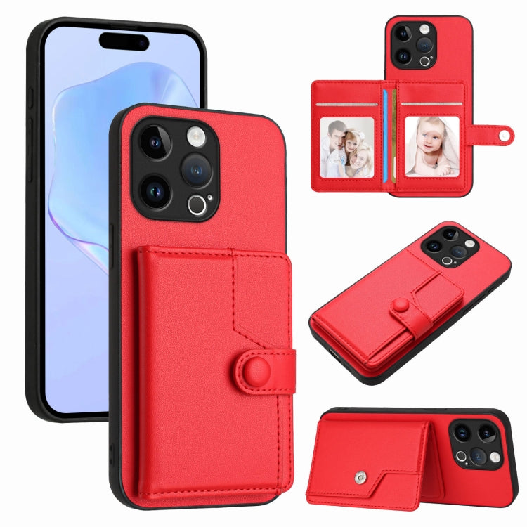 Capa de telemóvel com bolsa para cartões com botão e proteção RFID anti-roubo, para iPhone SE 2022 / 2020, para iPhone 13 Pro Max, para iPhone 13 Pro, para iPhone 13, para iPhone 13 mini, para iPhone 12, para iPhone 12 Pro Max, para iPhone 12 Pro
