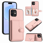 Capa de telemóvel com bolsa para cartões com botão e proteção RFID anti-roubo, para iPhone SE 2022 / 2020, para iPhone 13 Pro Max, para iPhone 13 Pro, para iPhone 13, para iPhone 13 mini, para iPhone 12, para iPhone 12 Pro Max, para iPhone 12 Pro
