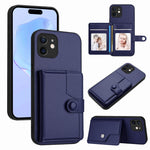 Capa de telemóvel com bolsa para cartões com botão e proteção RFID anti-roubo, para iPhone SE 2022 / 2020, para iPhone 13 Pro Max, para iPhone 13 Pro, para iPhone 13, para iPhone 13 mini, para iPhone 12, para iPhone 12 Pro Max, para iPhone 12 Pro