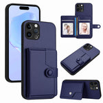 Capa de telemóvel com bolsa para cartões com botão e proteção RFID anti-roubo, para iPhone SE 2022 / 2020, para iPhone 13 Pro Max, para iPhone 13 Pro, para iPhone 13, para iPhone 13 mini, para iPhone 12, para iPhone 12 Pro Max, para iPhone 12 Pro