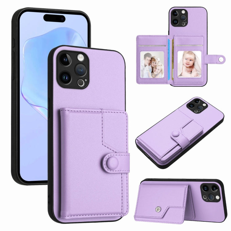 Capa de telemóvel com bolsa para cartões com botão e proteção RFID anti-roubo, para iPhone SE 2022 / 2020, para iPhone 13 Pro Max, para iPhone 13 Pro, para iPhone 13, para iPhone 13 mini, para iPhone 12, para iPhone 12 Pro Max, para iPhone 12 Pro