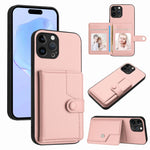 Capa de telemóvel com bolsa para cartões com botão e proteção RFID anti-roubo, para iPhone SE 2022 / 2020, para iPhone 13 Pro Max, para iPhone 13 Pro, para iPhone 13, para iPhone 13 mini, para iPhone 12, para iPhone 12 Pro Max, para iPhone 12 Pro