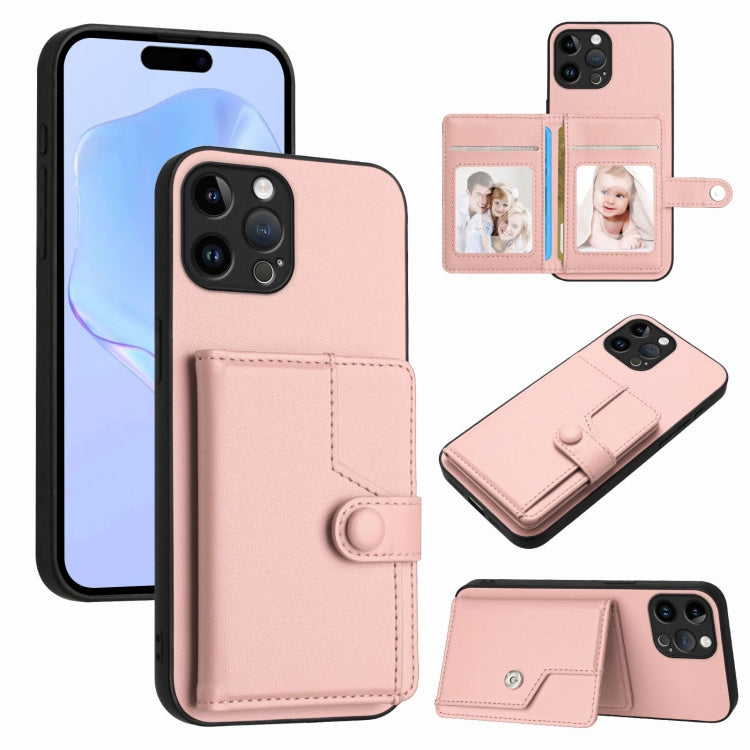 Capa de telemóvel com bolsa para cartões com botão e proteção RFID anti-roubo, para iPhone SE 2022 / 2020, para iPhone 13 Pro Max, para iPhone 13 Pro, para iPhone 13, para iPhone 13 mini, para iPhone 12, para iPhone 12 Pro Max, para iPhone 12 Pro