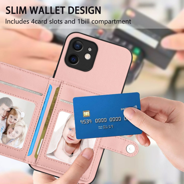 Capa de telemóvel com bolsa para cartões com botão e proteção RFID anti-roubo, para iPhone 12 mini, para iPhone 11 Pro Max, para iPhone 11, para iPhone 11 Pro, para iPhone XS / X, para iPhone XR, para iPhone XS Max, para iPhone 8 Plus / 7 Plus