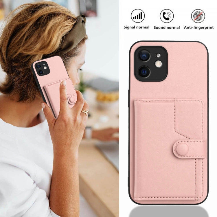 Capa de telemóvel com bolsa para cartões com botão e proteção RFID anti-roubo, para iPhone 12 mini, para iPhone 11 Pro Max, para iPhone 11, para iPhone 11 Pro, para iPhone XS / X, para iPhone XR, para iPhone XS Max, para iPhone 8 Plus / 7 Plus