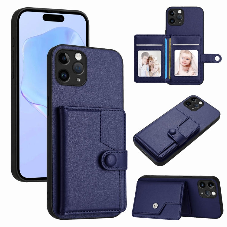 Capa de telemóvel com bolsa para cartões com botão e proteção RFID anti-roubo, para iPhone 12 mini, para iPhone 11 Pro Max, para iPhone 11, para iPhone 11 Pro, para iPhone XS / X, para iPhone XR, para iPhone XS Max, para iPhone 8 Plus / 7 Plus