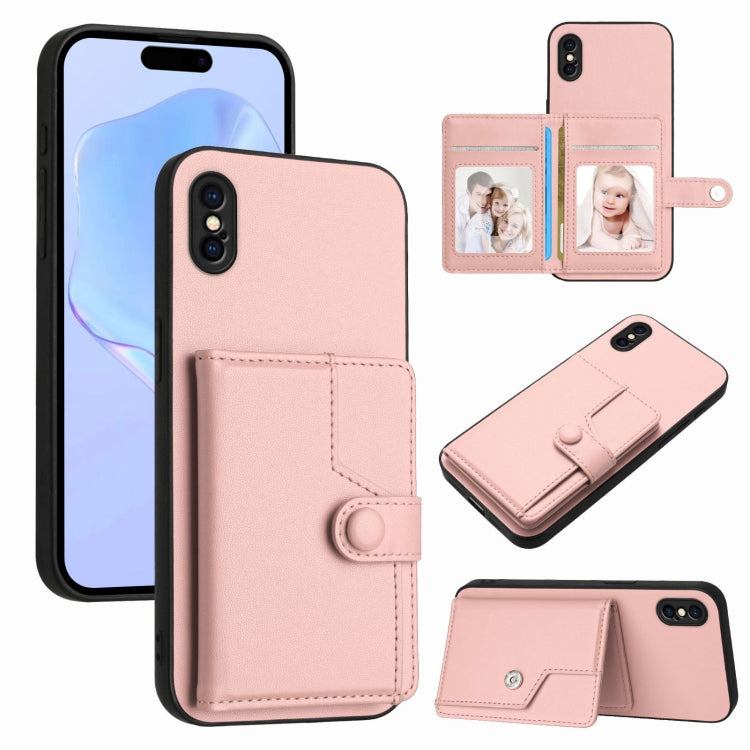 Capa de telemóvel com bolsa para cartões com botão e proteção RFID anti-roubo, para iPhone 12 mini, para iPhone 11 Pro Max, para iPhone 11, para iPhone 11 Pro, para iPhone XS / X, para iPhone XR, para iPhone XS Max, para iPhone 8 Plus / 7 Plus