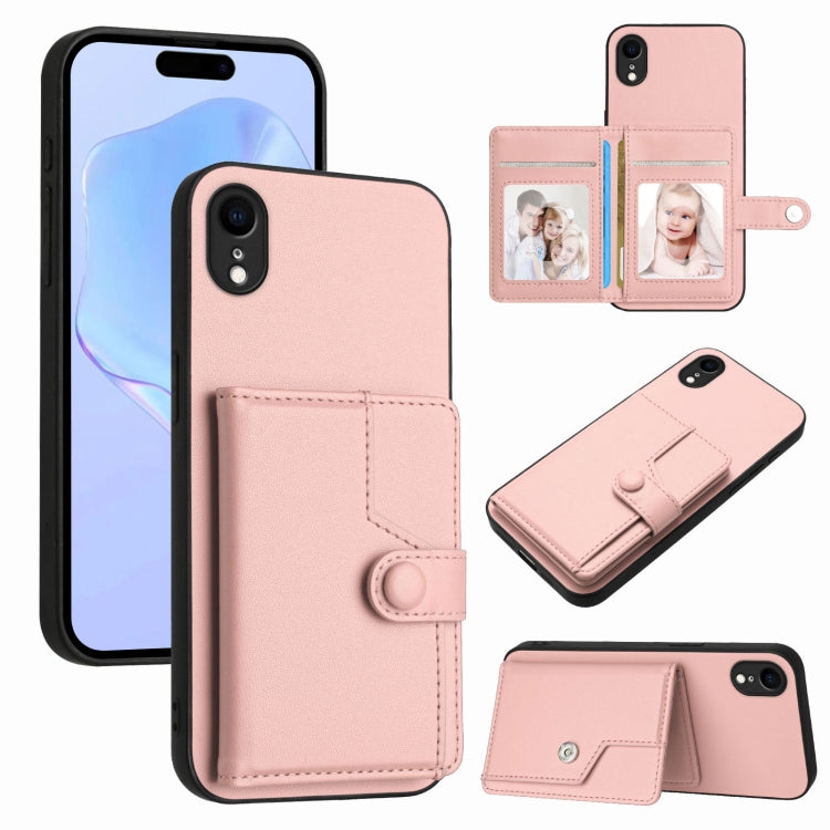 Capa de telemóvel com bolsa para cartões com botão e proteção RFID anti-roubo, para iPhone 12 mini, para iPhone 11 Pro Max, para iPhone 11, para iPhone 11 Pro, para iPhone XS / X, para iPhone XR, para iPhone XS Max, para iPhone 8 Plus / 7 Plus