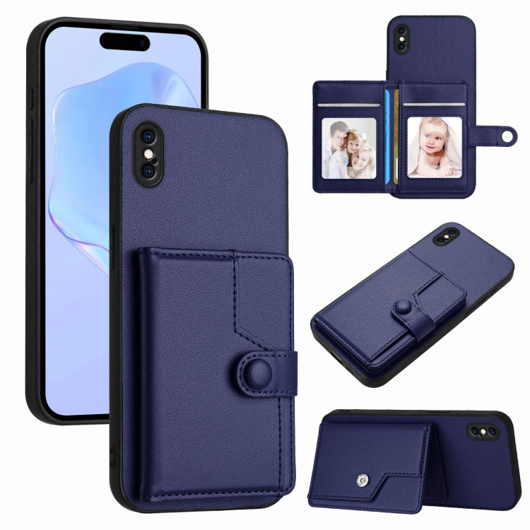 Capa de telemóvel com bolsa para cartões com botão e proteção RFID anti-roubo, para iPhone 12 mini, para iPhone 11 Pro Max, para iPhone 11, para iPhone 11 Pro, para iPhone XS / X, para iPhone XR, para iPhone XS Max, para iPhone 8 Plus / 7 Plus
