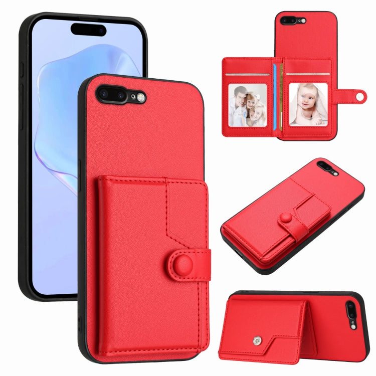 Capa de telemóvel com bolsa para cartões com botão e proteção RFID anti-roubo, para iPhone 12 mini, para iPhone 11 Pro Max, para iPhone 11, para iPhone 11 Pro, para iPhone XS / X, para iPhone XR, para iPhone XS Max, para iPhone 8 Plus / 7 Plus