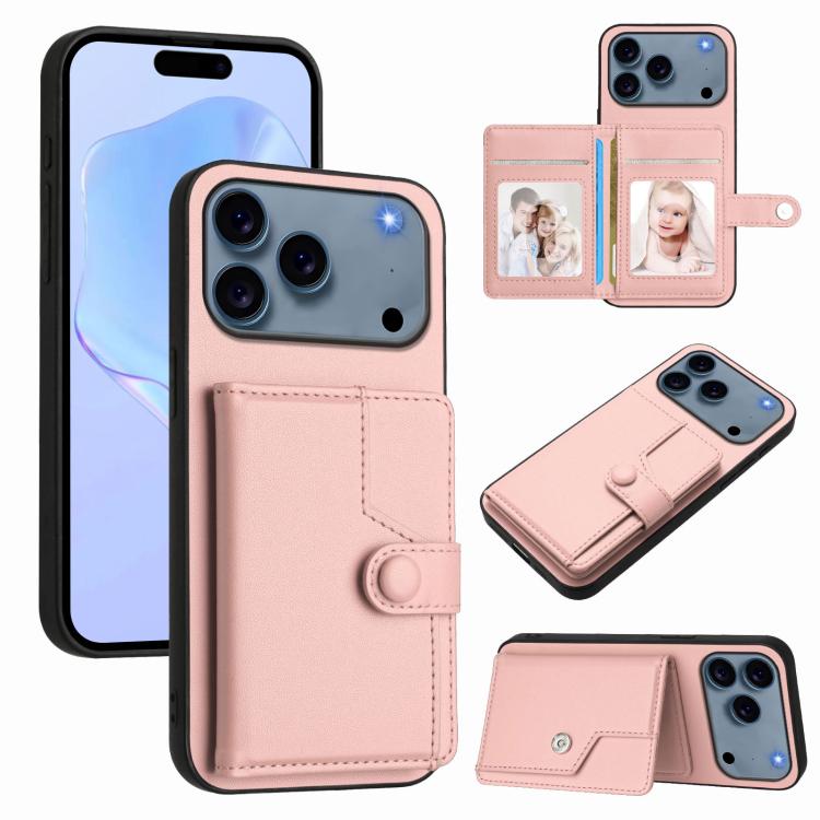 Capa de telemóvel com bolsa para cartões com botão e proteção RFID anti-roubo, para iPhone 17 Pro Max, para iPhone 17 Pro, para iPhone 17, para iPhone Air, para iPhone 16 Pro Max, para iPhone 16 Pro, para iPhone 16 Plus, para iPhone 16