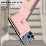 Capa de telemóvel com bolsa para cartões com botão e proteção RFID anti-roubo, para iPhone 17 Pro Max, para iPhone 17 Pro, para iPhone 17, para iPhone Air, para iPhone 16 Pro Max, para iPhone 16 Pro, para iPhone 16 Plus, para iPhone 16