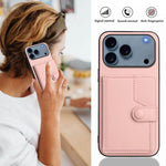 Capa de telemóvel com bolsa para cartões com botão e proteção RFID anti-roubo, para iPhone 17 Pro Max, para iPhone 17 Pro, para iPhone 17, para iPhone Air, para iPhone 16 Pro Max, para iPhone 16 Pro, para iPhone 16 Plus, para iPhone 16