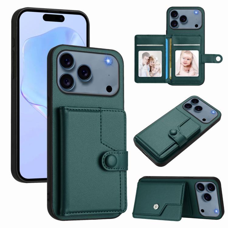Capa de telemóvel com bolsa para cartões com botão e proteção RFID anti-roubo, para iPhone 17 Pro Max, para iPhone 17 Pro, para iPhone 17, para iPhone Air, para iPhone 16 Pro Max, para iPhone 16 Pro, para iPhone 16 Plus, para iPhone 16