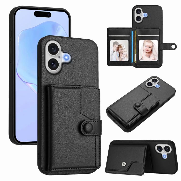 Capa de telemóvel com bolsa para cartões com botão e proteção RFID anti-roubo, para iPhone 17 Pro Max, para iPhone 17 Pro, para iPhone 17, para iPhone Air, para iPhone 16 Pro Max, para iPhone 16 Pro, para iPhone 16 Plus, para iPhone 16