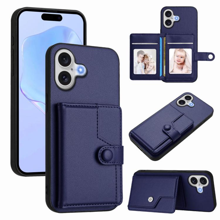 Capa de telemóvel com bolsa para cartões com botão e proteção RFID anti-roubo, para iPhone 17 Pro Max, para iPhone 17 Pro, para iPhone 17, para iPhone Air, para iPhone 16 Pro Max, para iPhone 16 Pro, para iPhone 16 Plus, para iPhone 16