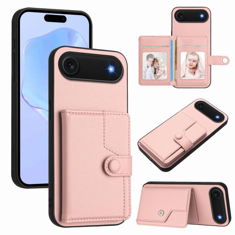 Capa de telemóvel com bolsa para cartões com botão e proteção RFID anti-roubo, para iPhone 17 Pro Max, para iPhone 17 Pro, para iPhone 17, para iPhone Air, para iPhone 16 Pro Max, para iPhone 16 Pro, para iPhone 16 Plus, para iPhone 16