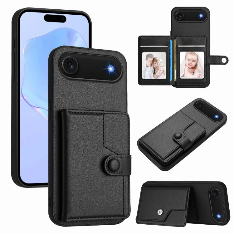Capa de telemóvel com bolsa para cartões com botão e proteção RFID anti-roubo, para iPhone 17 Pro Max, para iPhone 17 Pro, para iPhone 17, para iPhone Air, para iPhone 16 Pro Max, para iPhone 16 Pro, para iPhone 16 Plus, para iPhone 16