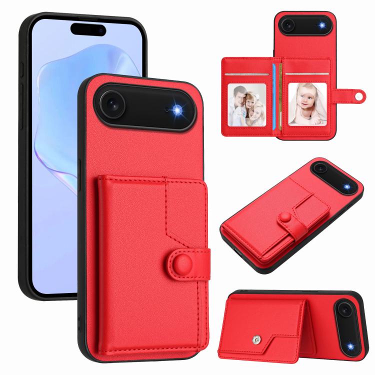 Capa de telemóvel com bolsa para cartões com botão e proteção RFID anti-roubo, para iPhone 17 Pro Max, para iPhone 17 Pro, para iPhone 17, para iPhone Air, para iPhone 16 Pro Max, para iPhone 16 Pro, para iPhone 16 Plus, para iPhone 16