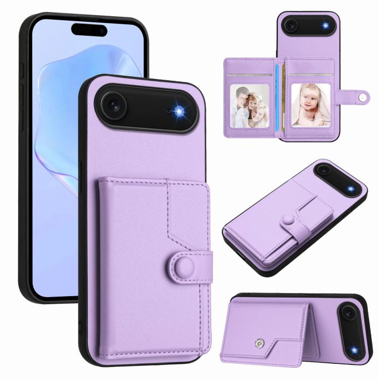 Capa de telemóvel com bolsa para cartões com botão e proteção RFID anti-roubo, para iPhone 17 Pro Max, para iPhone 17 Pro, para iPhone 17, para iPhone Air, para iPhone 16 Pro Max, para iPhone 16 Pro, para iPhone 16 Plus, para iPhone 16
